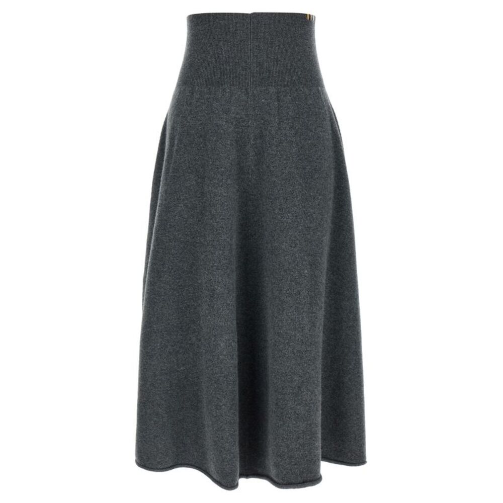 Extreme Cashmere Gray Cashmere Midi Women's Skirt